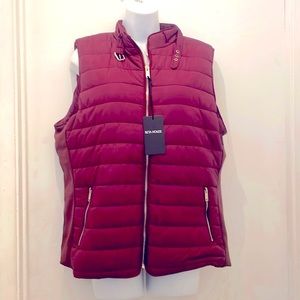 Beta House warm sherpa puffer vest cranberry XL/1x